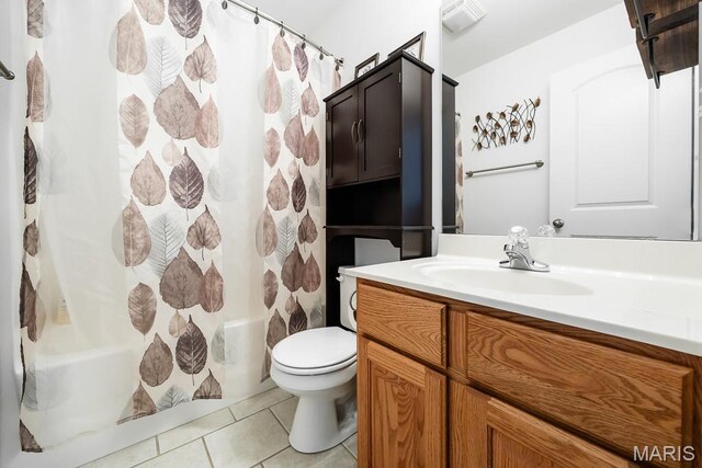 132 Timberlake, Damiansville, IL 62215 - full bathroom featuring vanity, shower / bath combination with curtain, and tile patterned flooring