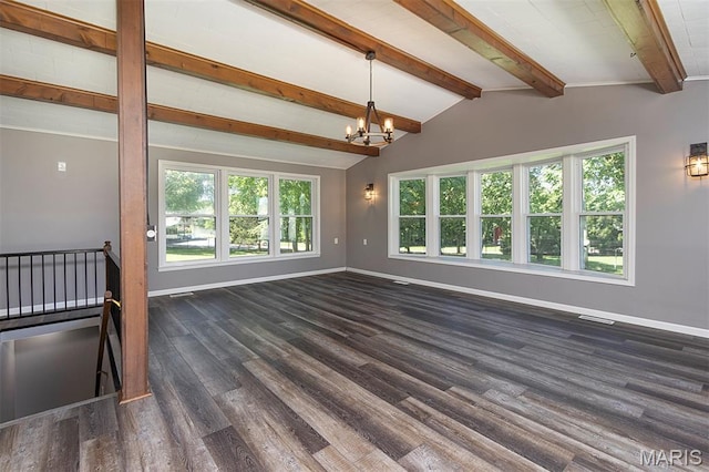 5 Lakeshore Dr, New Baden, IL 62265 - unfurnished living room with a chandelier and dark wood finished floors