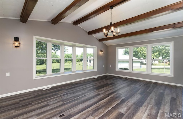 5 Lakeshore Dr, New Baden, IL 62265 - unfurnished living room with a chandelier and dark wood-style flooring