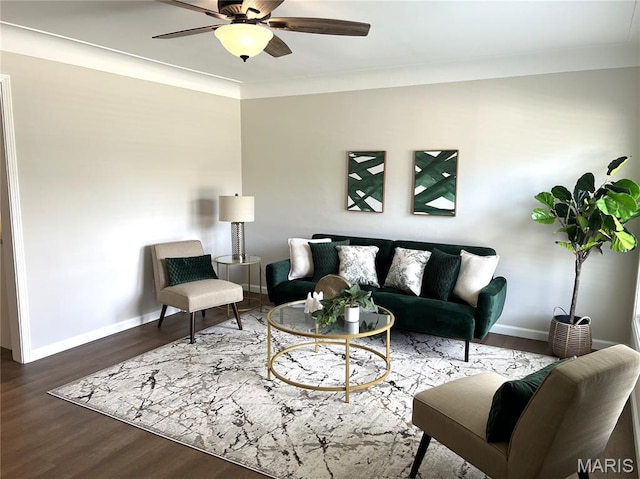218 Mill St, Bethalto, IL 62010 - living room featuring a ceiling fan and wood finished floors