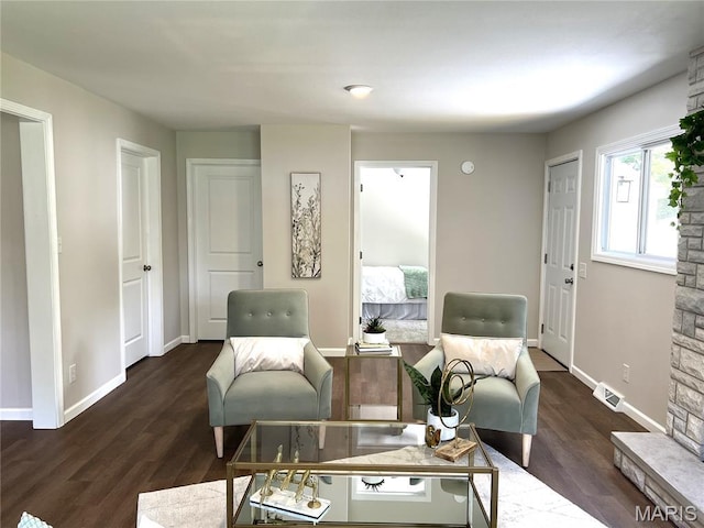 218 Mill St, Bethalto, IL 62010 - sitting room featuring dark wood-style floors