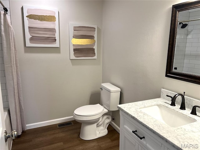 218 Mill St, Bethalto, IL 62010 - full bath featuring vanity, wood finished floors, and shower / bathtub combination with curtain