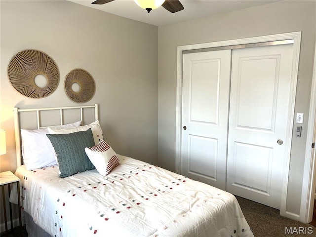 218 Mill St, Bethalto, IL 62010 - bedroom featuring dark colored carpet and a closet