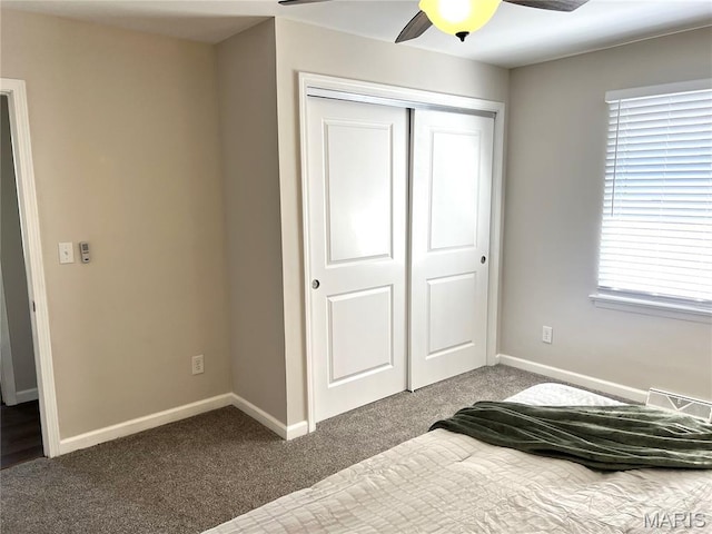 218 Mill St, Bethalto, IL 62010 - carpeted bedroom featuring a closet and a ceiling fan