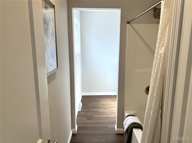 218 Mill St, Bethalto, IL 62010 - bathroom featuring wood finished floors and baseboards