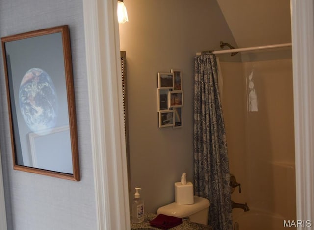 1741 Ivy Chase Ct, Fenton, MO 63026 - bathroom featuring shower / bath combination with curtain and toilet