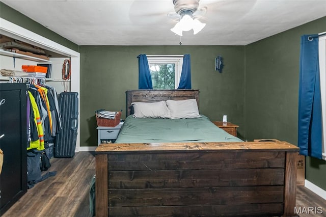1752 N Bluff Rd, Collinsville, IL 62234 - bedroom with wood finished floors, a closet, and ceiling fan