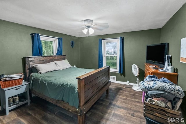 1752 N Bluff Rd, Collinsville, IL 62234 - bedroom with wood finished floors, multiple windows, and a ceiling fan