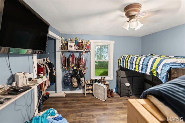 1752 N Bluff Rd, Collinsville, IL 62234 - bedroom featuring wood finished floors and ceiling fan