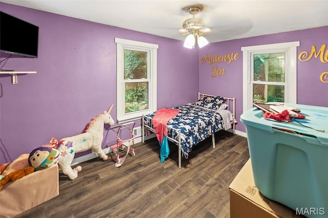 1752 N Bluff Rd, Collinsville, IL 62234 - bedroom featuring dark wood-style floors and a ceiling fan