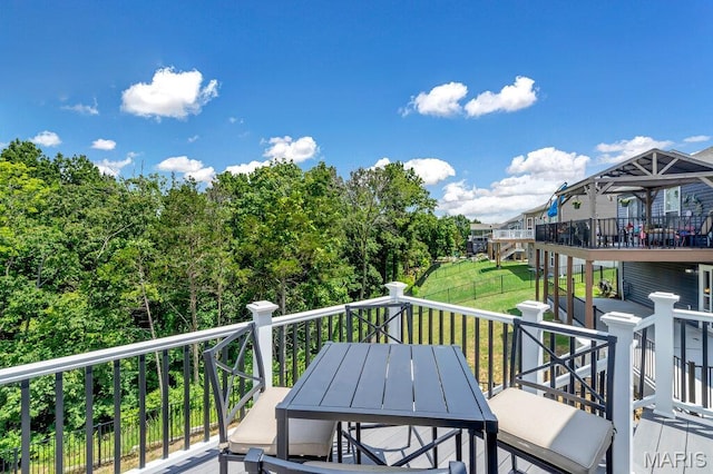 845 Kingston Hills Ct, Fenton, MO 63026 - view of wooden balcony featuring a deck and outdoor dining space