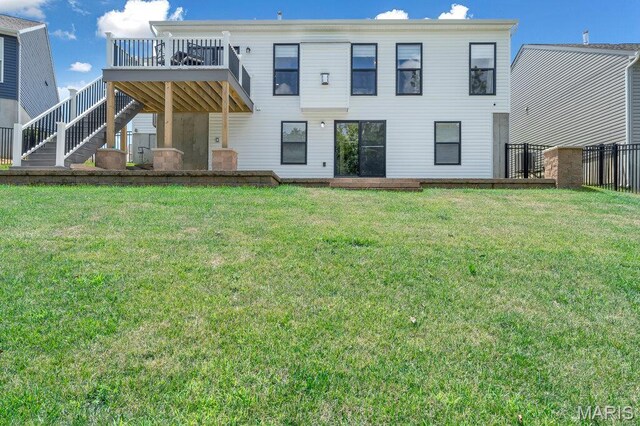 845 Kingston Hills Ct, Fenton, MO 63026 - back of property with a deck and stairs
