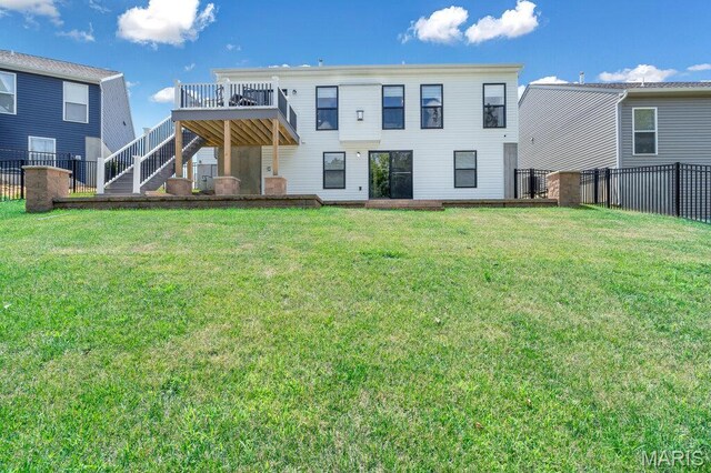 845 Kingston Hills Ct, Fenton, MO 63026 - rear view of house with a deck and stairs