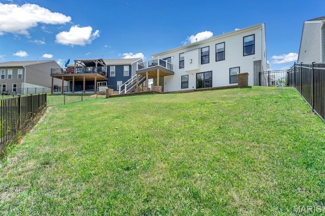 845 Kingston Hills Ct, Fenton, MO 63026 - back of house featuring a wooden deck, a fenced backyard, and stairs
