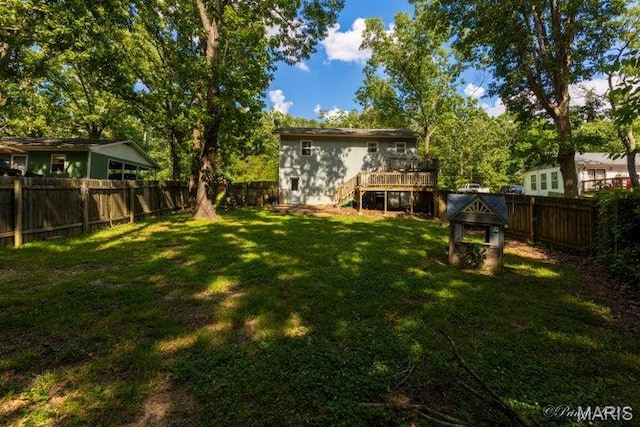 916 Kansas St, Mountain View, MO 65548 - fenced backyard featuring a deck and stairs