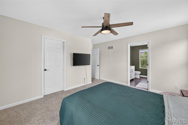 907 Wilderness Way Dr, Eureka, MO 63025 - bedroom featuring carpet flooring, a ceiling fan, and ensuite bathroom