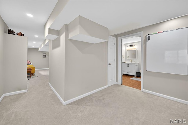 907 Wilderness Way Dr, Eureka, MO 63025 - corridor with light carpet and recessed lighting