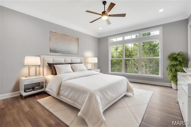 10 Schaper Farms Ct, Foristell, MO 63348 - bedroom with wood finished floors, recessed lighting, and ceiling fan