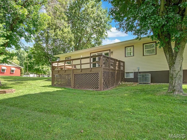 1471 Ladd Ave, Edwardsville, IL 62025 - rear view of house featuring a deck and a yard