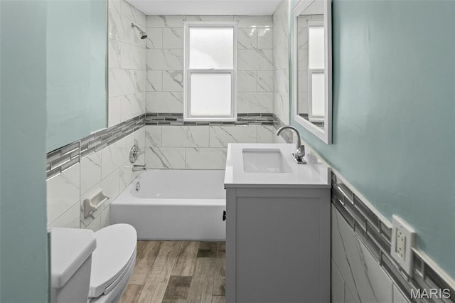 14 S 87th St, Belleville, IL 62223 - bathroom with vanity, shower / bath combination, and wood finished floors