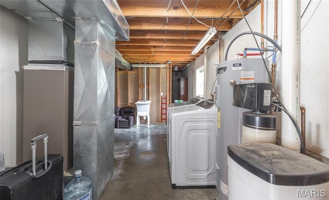 305 Pine Tree Rd, Rolla, MO 65401 - basement with washer and dryer, water heater, and a water softener system