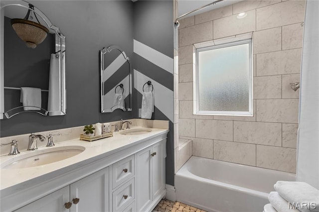 316 Melville Ave, University City, MO 63130 - bathroom with double vanity and shower / tub combo with curtain