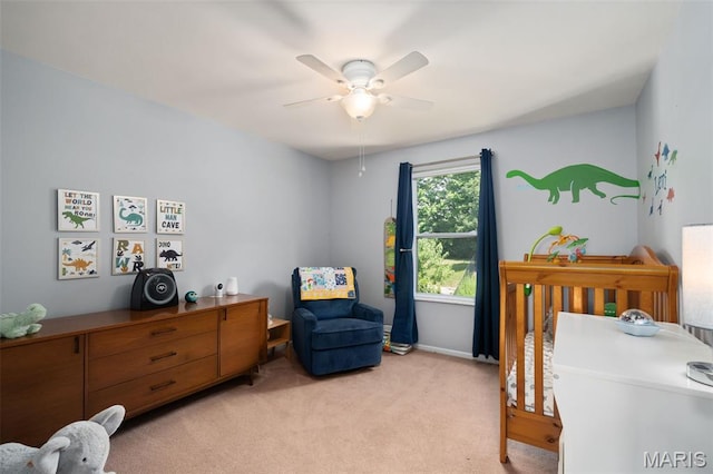269 Sassafras Parc Dr, Ofallon, MO 63368 - bedroom with light colored carpet and a ceiling fan