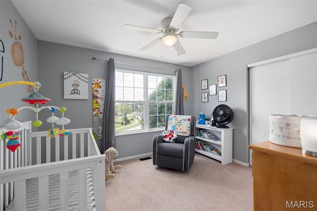 269 Sassafras Parc Dr, Ofallon, MO 63368 - carpeted bedroom with a closet and a ceiling fan