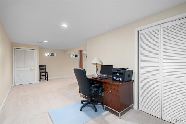 269 Sassafras Parc Dr, Ofallon, MO 63368 - office area with light carpet and recessed lighting
