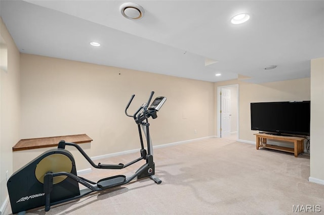 269 Sassafras Parc Dr, Ofallon, MO 63368 - workout room with recessed lighting and carpet flooring