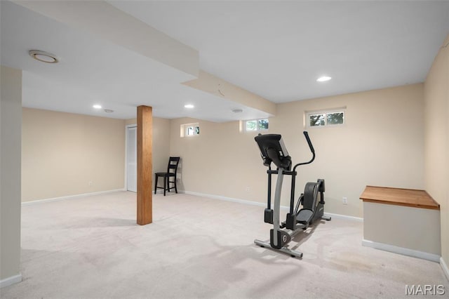 269 Sassafras Parc Dr, Ofallon, MO 63368 - exercise room with carpet floors and recessed lighting