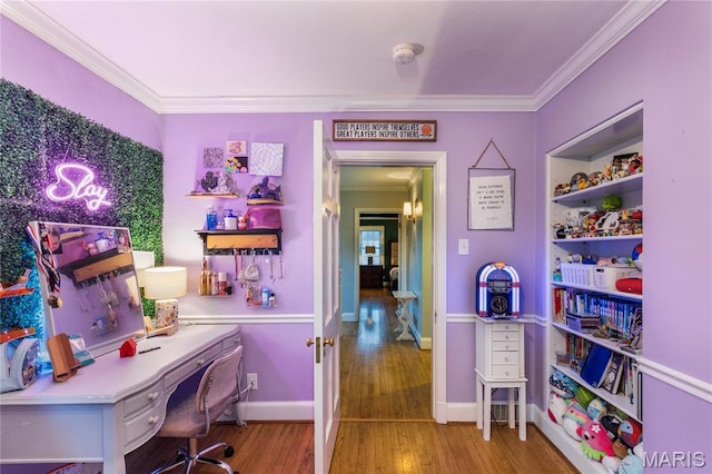 220 Orrick Ln, Kirkwood, MO 63122 - office with light wood-style flooring and ornamental molding