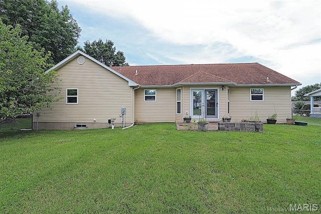 643 Woodgate St, Farmington, MO 63640 - back of house with french doors, a patio, and a shingled roof
