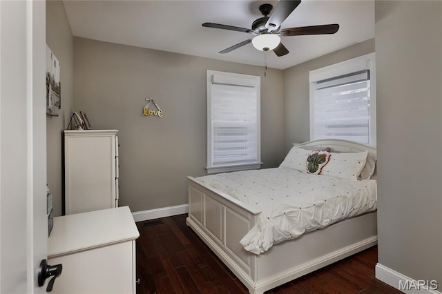728 Yale Ave, Saint Louis, MO 63130 - bedroom with dark wood-type flooring and a ceiling fan