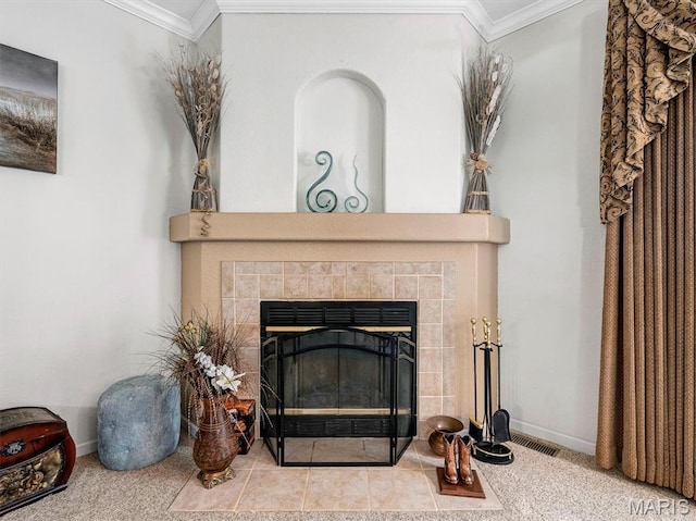 394 Sunset Echo Rd, Union, MO 63084 - detailed view of crown molding and a tile fireplace