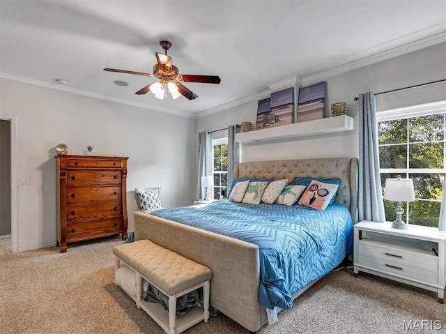 394 Sunset Echo Rd, Union, MO 63084 - bedroom with carpet floors, ornamental molding, and ceiling fan