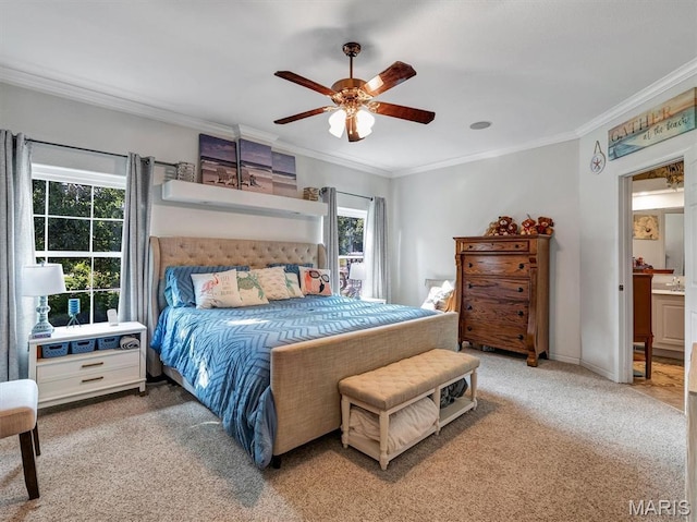 394 Sunset Echo Rd, Union, MO 63084 - carpeted bedroom with ornamental molding and ceiling fan