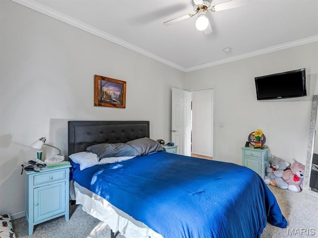 394 Sunset Echo Rd, Union, MO 63084 - bedroom featuring carpet floors, ornamental molding, and a ceiling fan