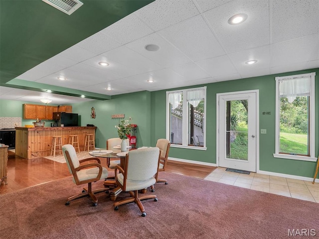 394 Sunset Echo Rd, Union, MO 63084 - dining area featuring light colored carpet, recessed lighting, and a drop ceiling