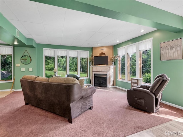 394 Sunset Echo Rd, Union, MO 63084 - carpeted living room featuring plenty of natural light, a high end fireplace, and recessed lighting