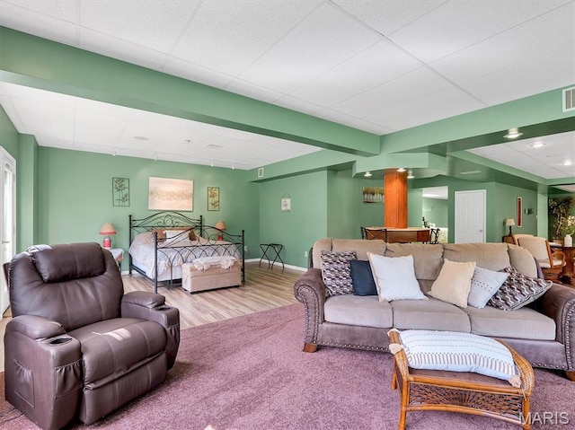 394 Sunset Echo Rd, Union, MO 63084 - bedroom featuring carpet flooring, a drop ceiling, wood finished floors, and recessed lighting