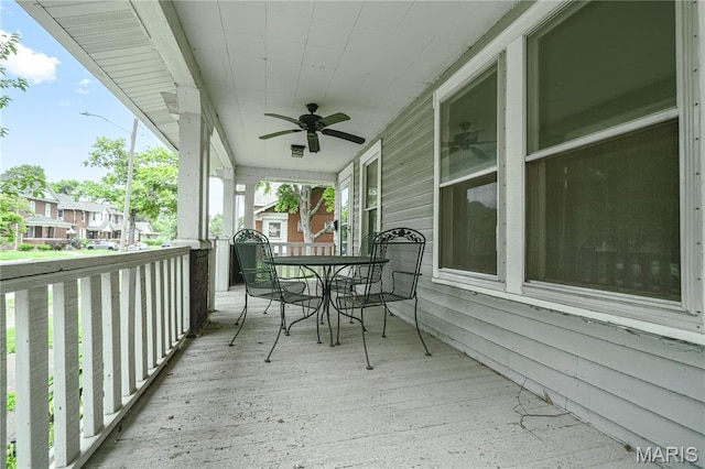 2324 Grand Ave, Granite City, IL 62040 - deck featuring a ceiling fan, outdoor dining space, and a residential view