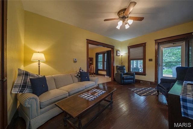 2324 Grand Ave, Granite City, IL 62040 - living room with ceiling fan and hardwood / wood-style flooring