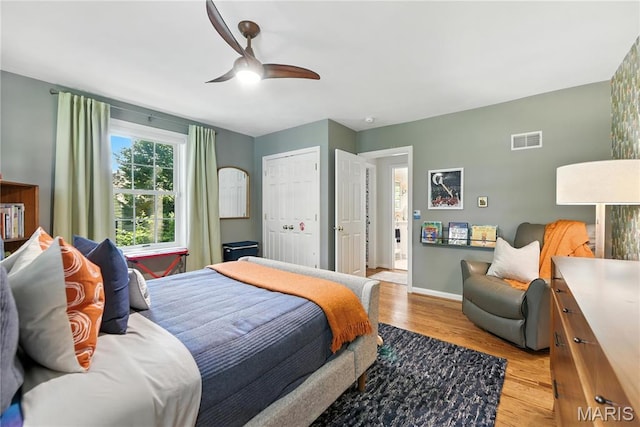 43 Highgate Rd, Olivette, MO 63132 - bedroom featuring light wood-style floors and ceiling fan