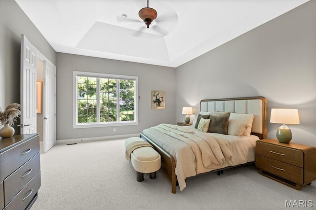 1931 Chesterfield Ridge Cir, Chesterfield, MO 63017 - bedroom with a raised ceiling, carpet, and ceiling fan