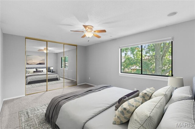 11724 Russet Meadow Dr, Creve Coeur Township, MO 63146 - carpeted bedroom featuring multiple windows, a closet, and ceiling fan
