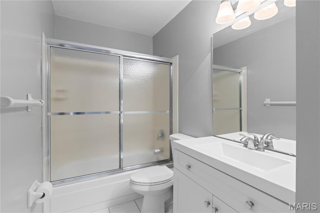 11724 Russet Meadow Dr, Creve Coeur Township, MO 63146 - bathroom with vanity, bath / shower combo with glass door, and tile patterned flooring