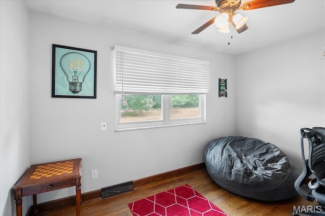 1239 Vero Ln, Ellisville, MO 63011 - miscellaneous room with wood finished floors and a ceiling fan