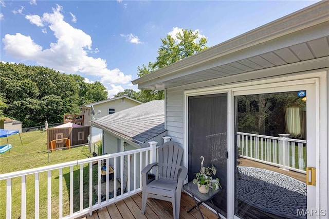 3712 Gail Dr, Imperial, MO 63052 - wooden deck featuring a yard and a playground