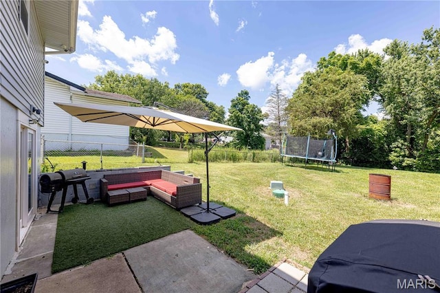 3712 Gail Dr, Imperial, MO 63052 - view of yard with a trampoline, a patio area, and an outdoor hangout area
